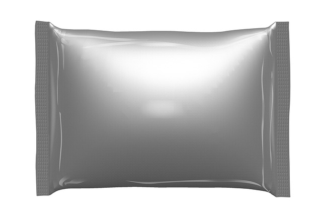illustration of a metallic silver sachet pouch