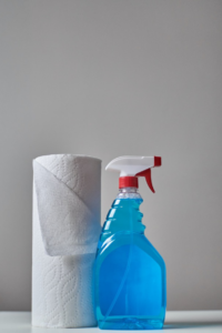 kitchen household cleaning solution and kitchen towel roll