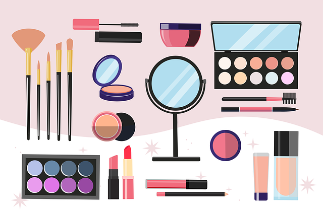 Illustration of several cosmetic products