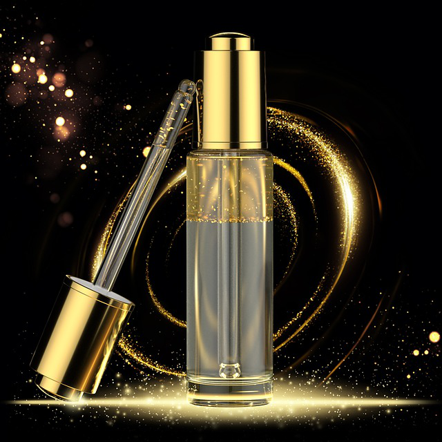 illustration of gold serum bottle