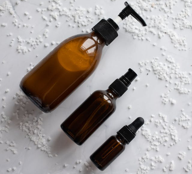 Closeup of multiple skincare products