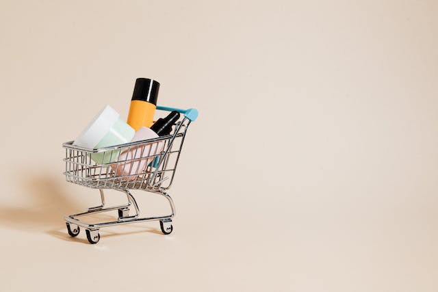 Various products with customized packaging in a tiny trolley