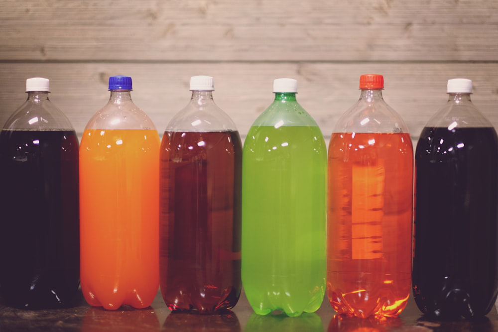 Different bottles lined up