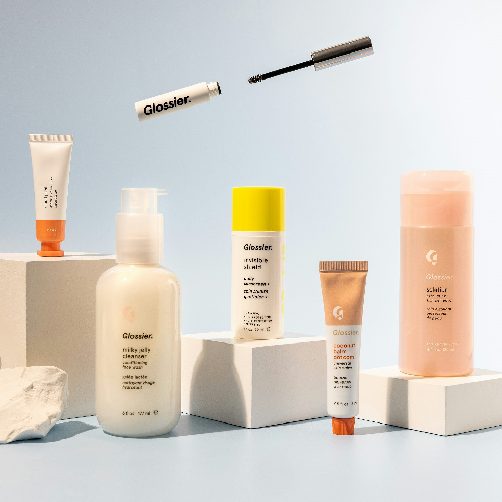 Assorted packaged cosmetic products