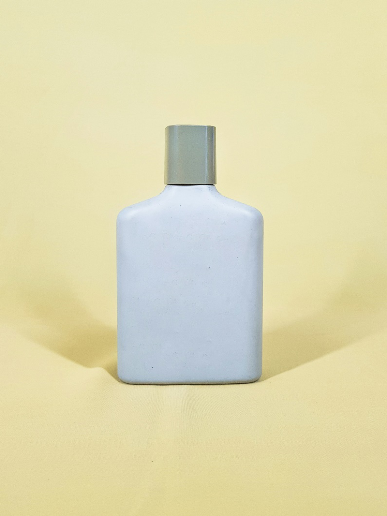 Close-up of a bottle filled with a high-quality cosmetic product