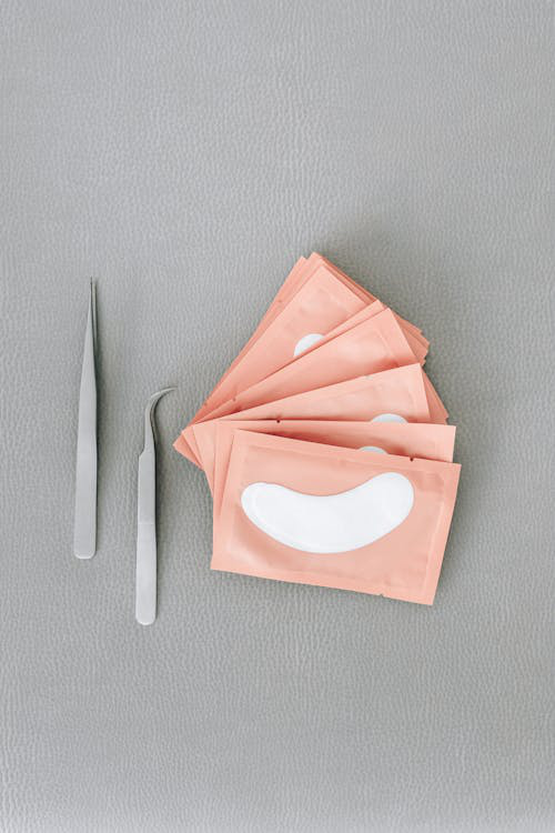 Eye lash extensions inside sleek pouches.