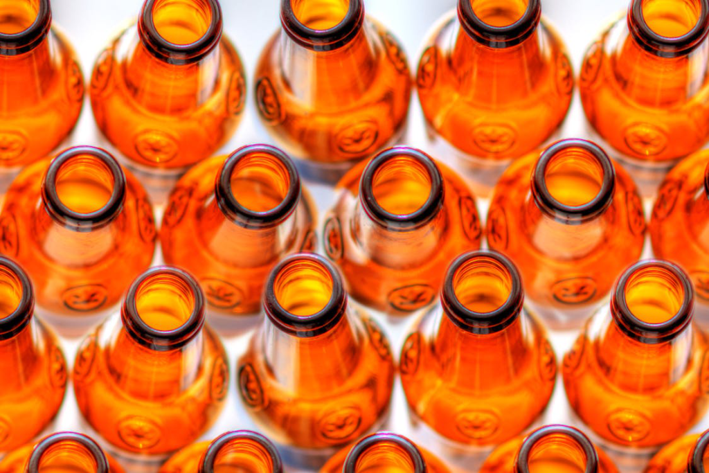 A bottle filling assembly line.
