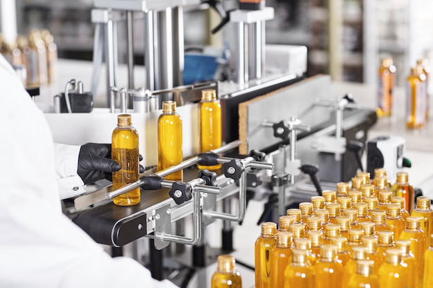 Bottles being filled.