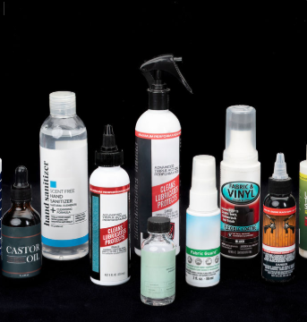 Several bottles meant for manufacturing purposes.