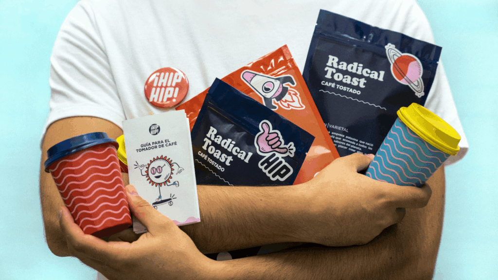a person holding several packaged products.