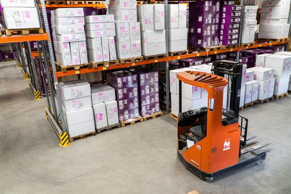 Packaged products in a warehouse