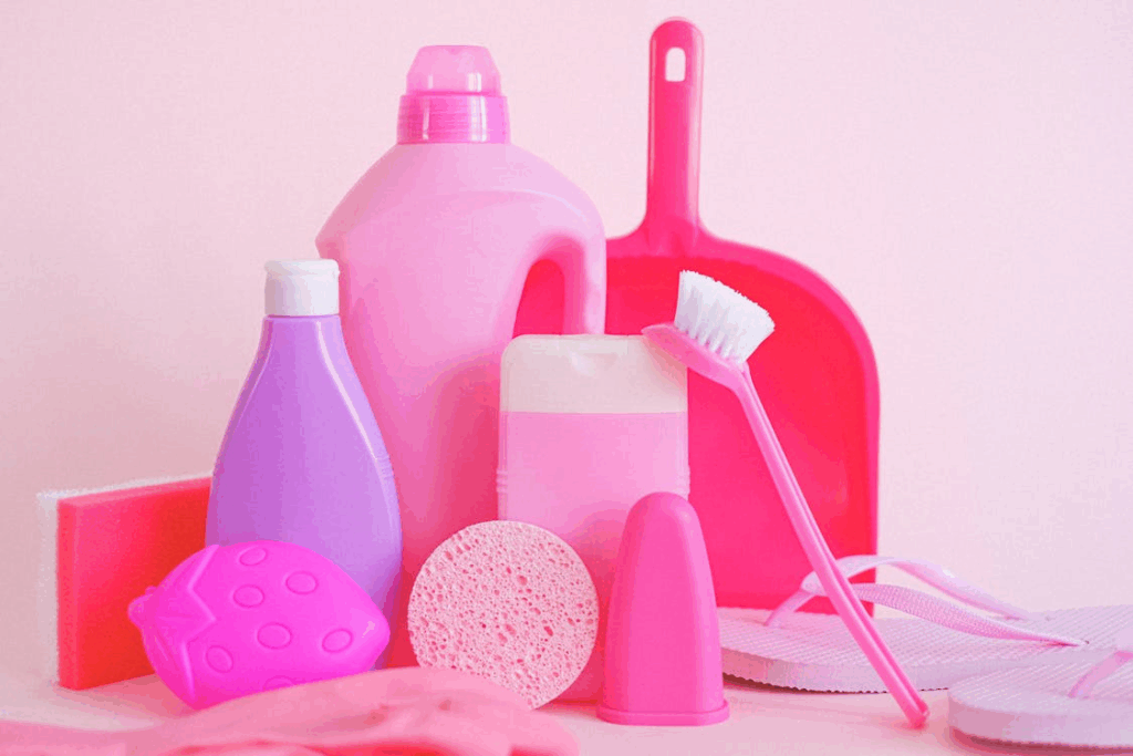 Cleaning products in plastic packaging