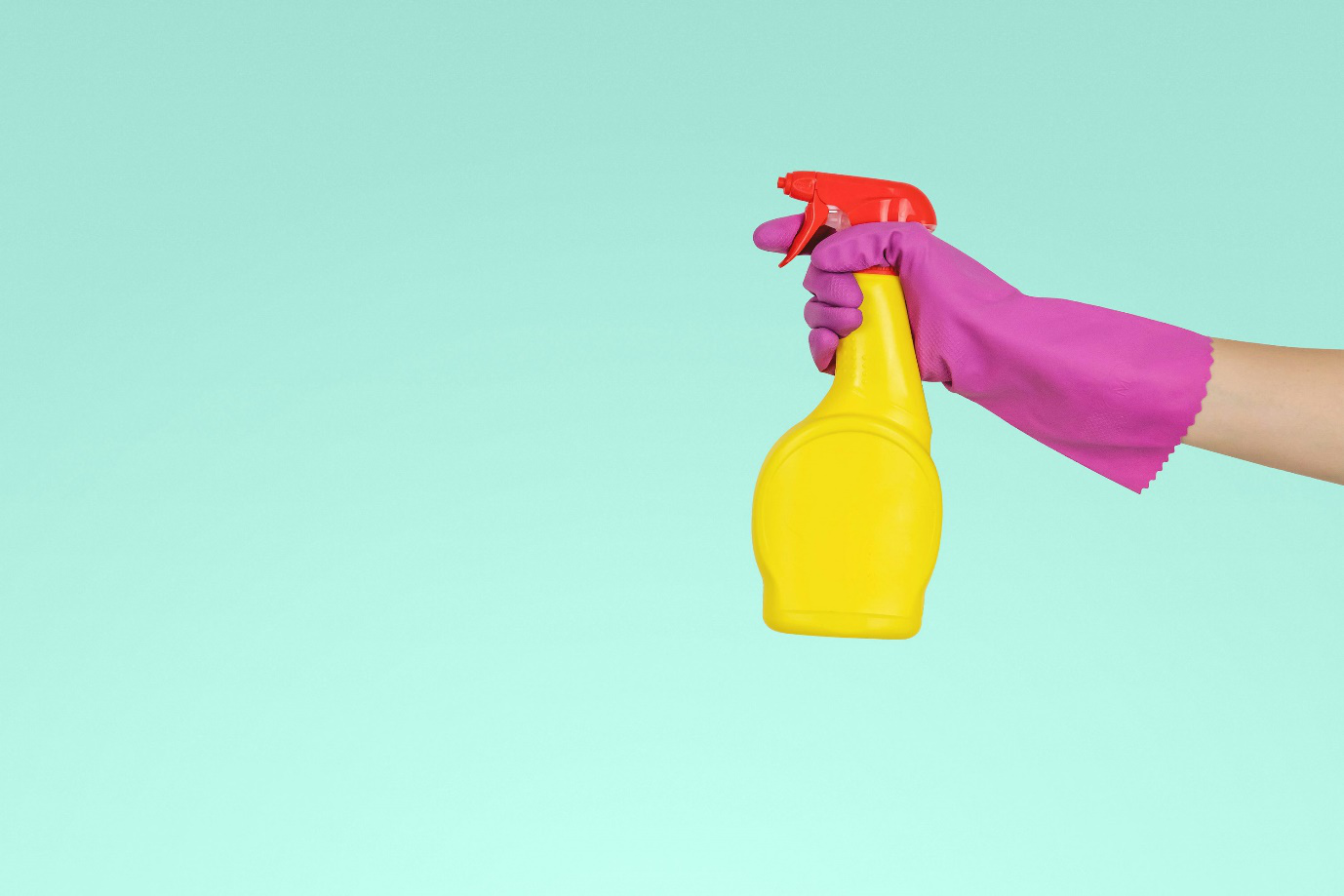 A person holding a spray bottle